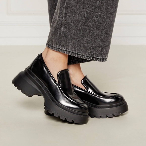 Michael Kors Shoes - Michael Kors Womens Shoes Size 8 Shiloh Leather Loafer Black Chunky Platform